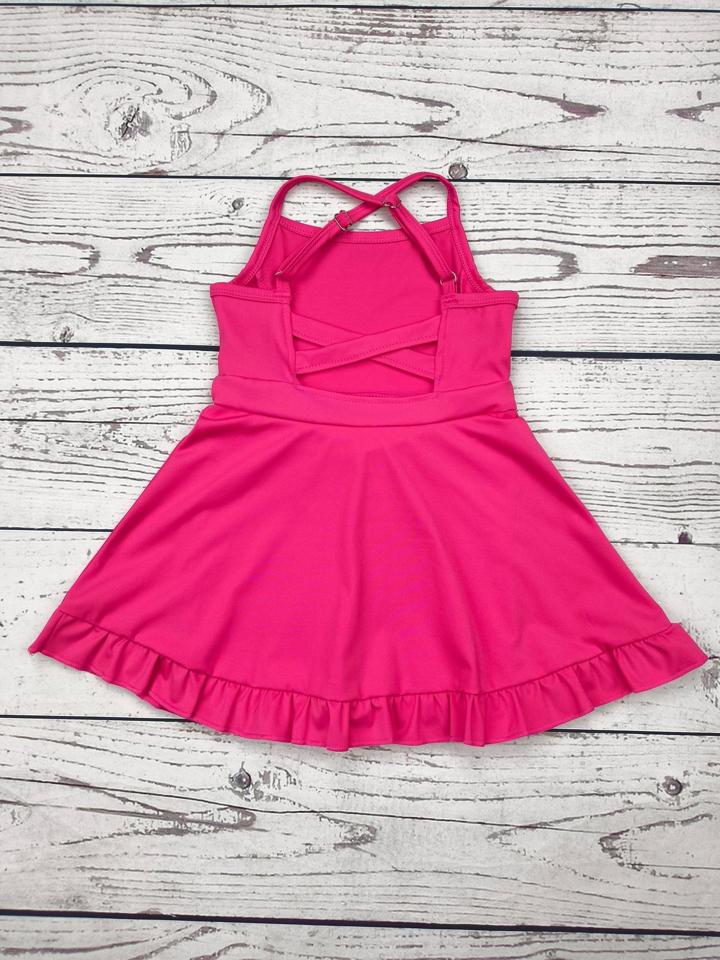 Kids Hot Pink Athletic Dress with Ruffle