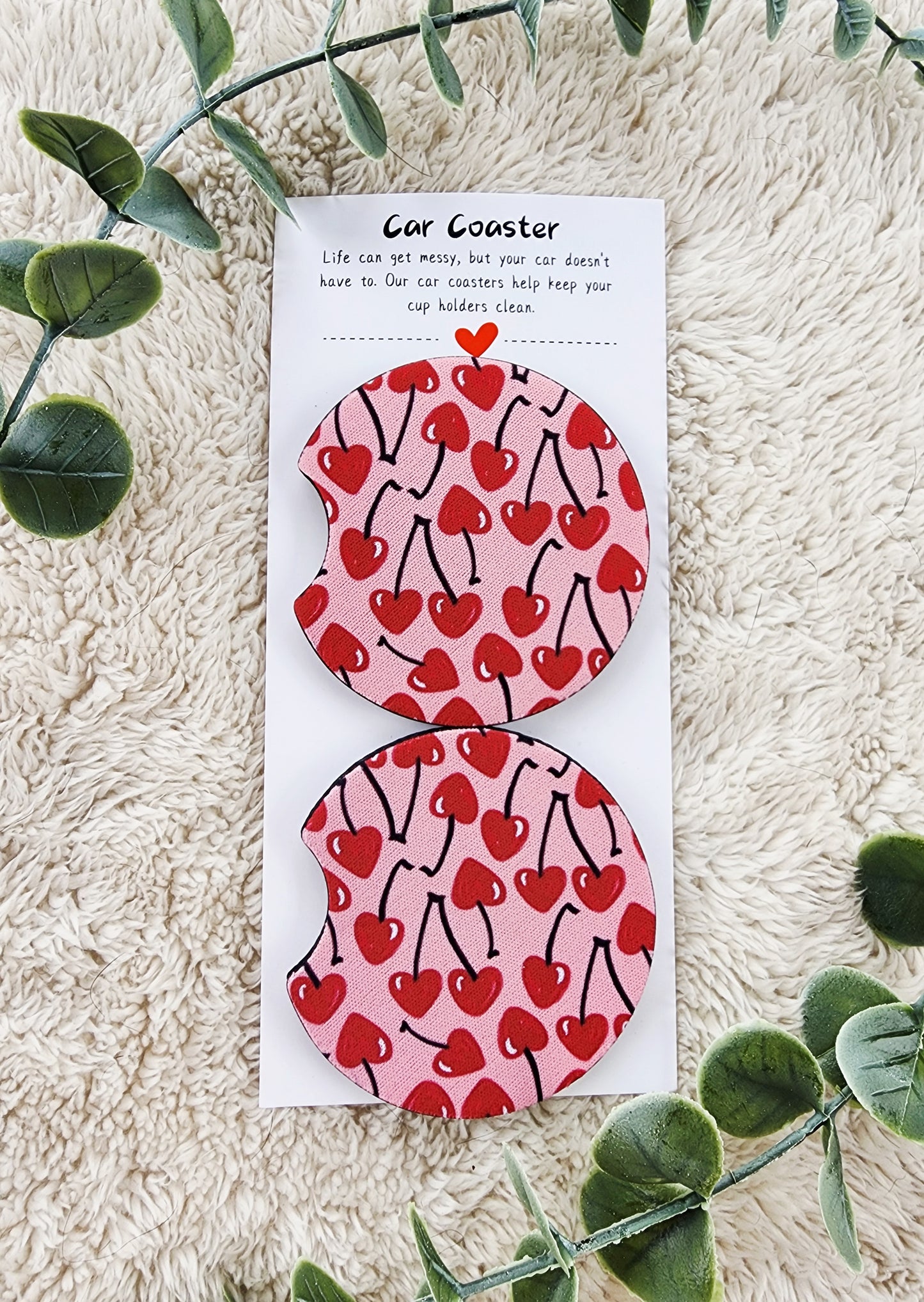 Cherries - Neoprene Car Coasters