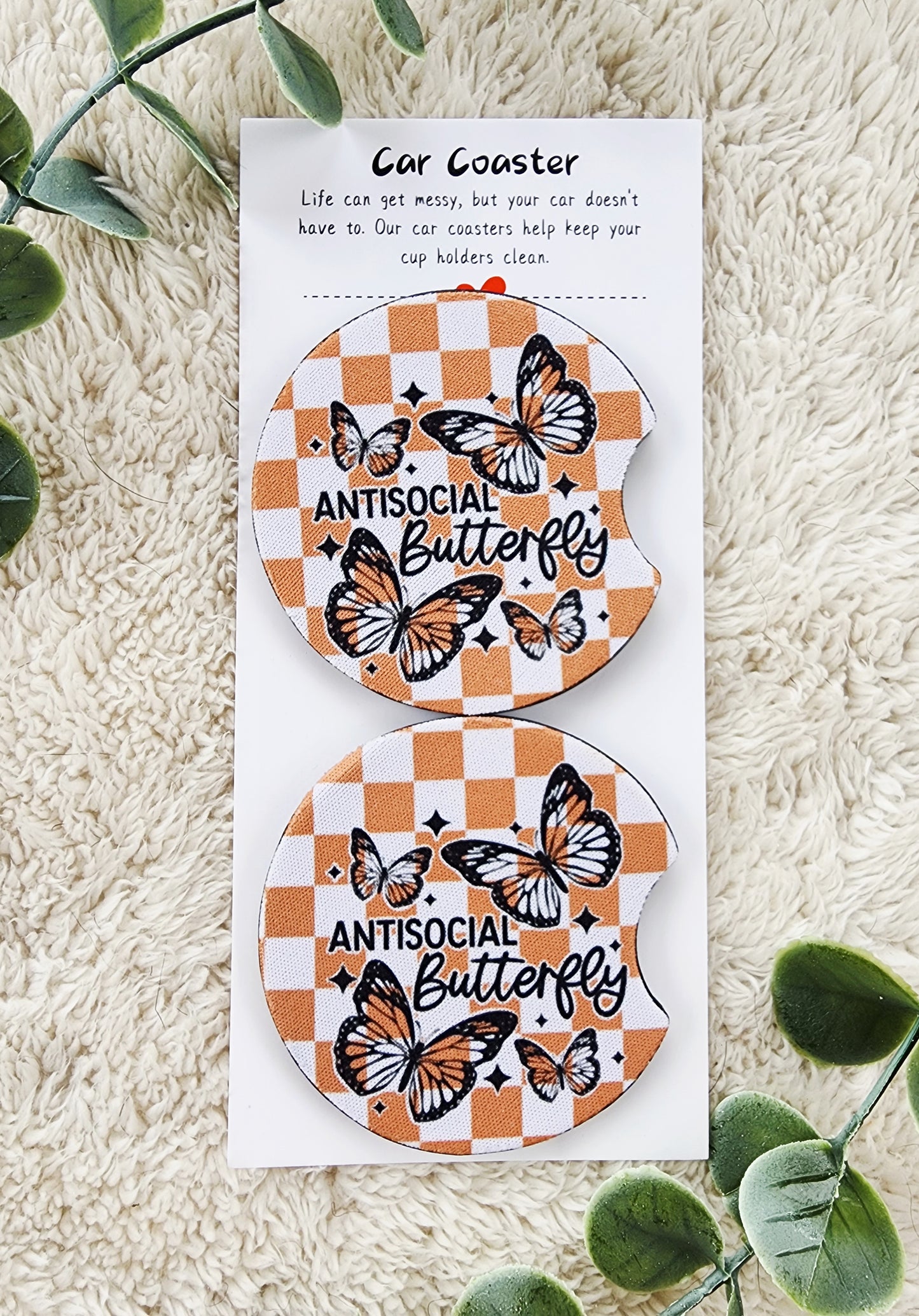 Antisocial Butterfly - Neoprene Car Coasters