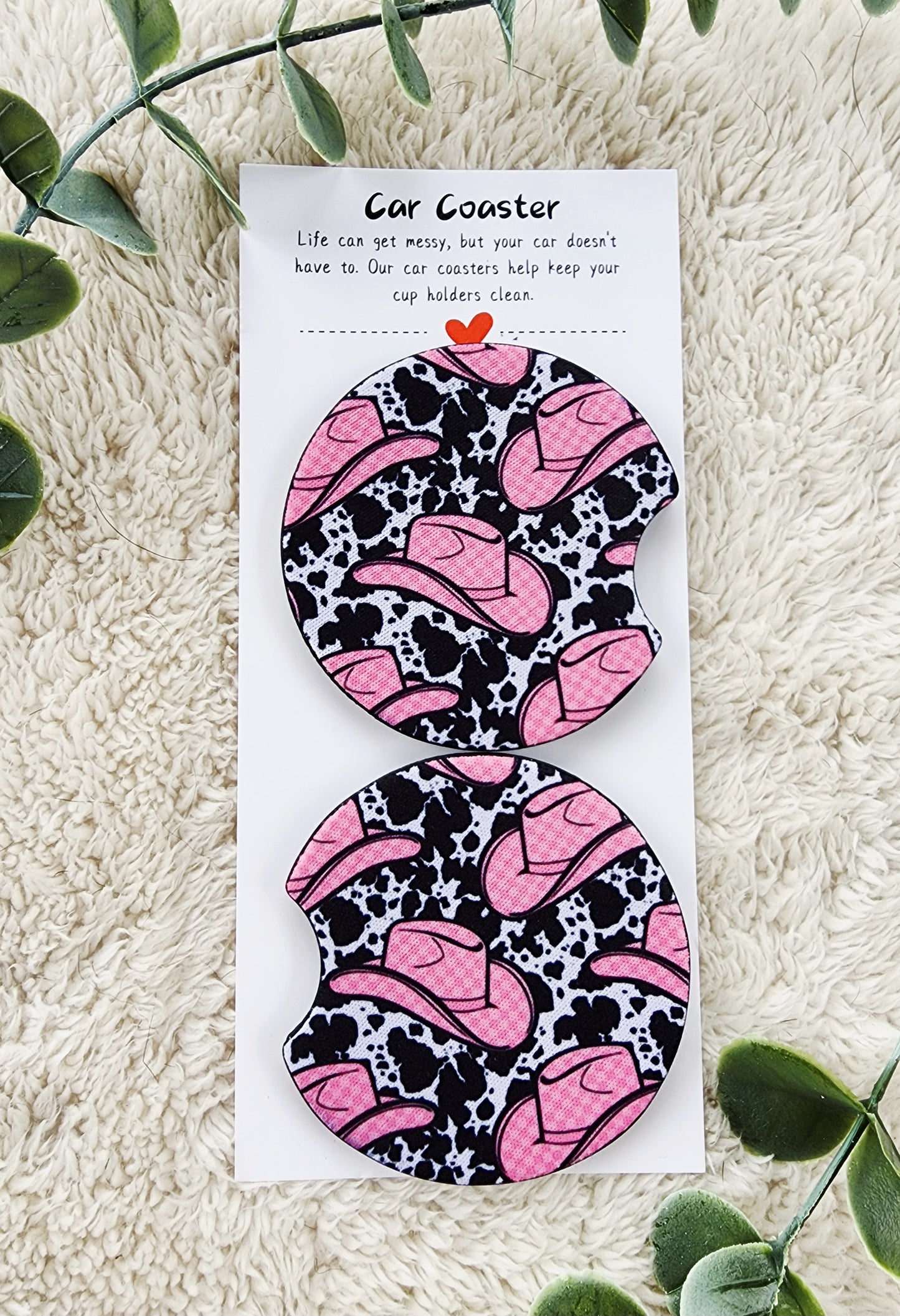 Pink Cowgirl Hat - Neoprene Car Coasters