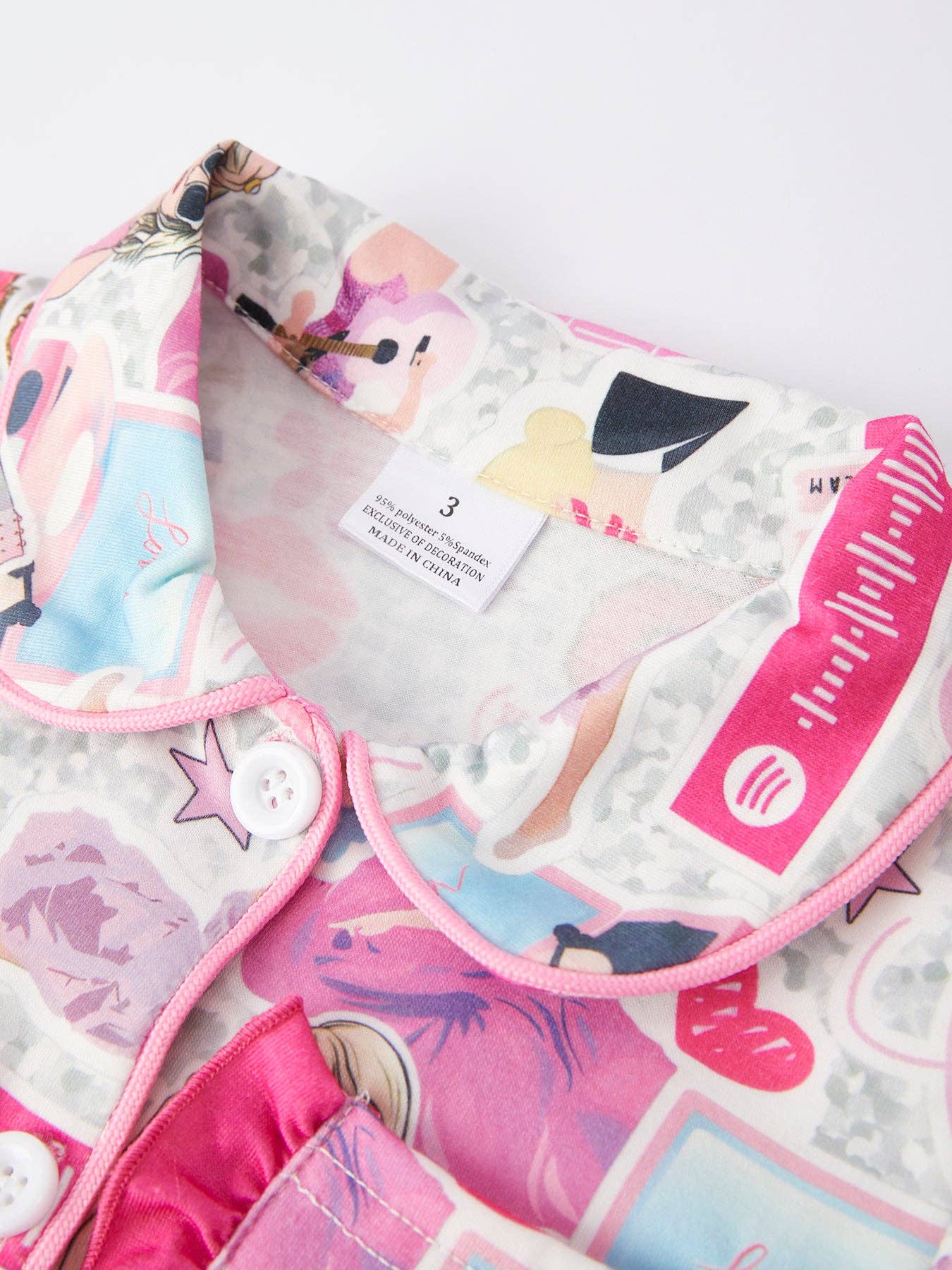 TS Character Print - Girls Pink Pajamas