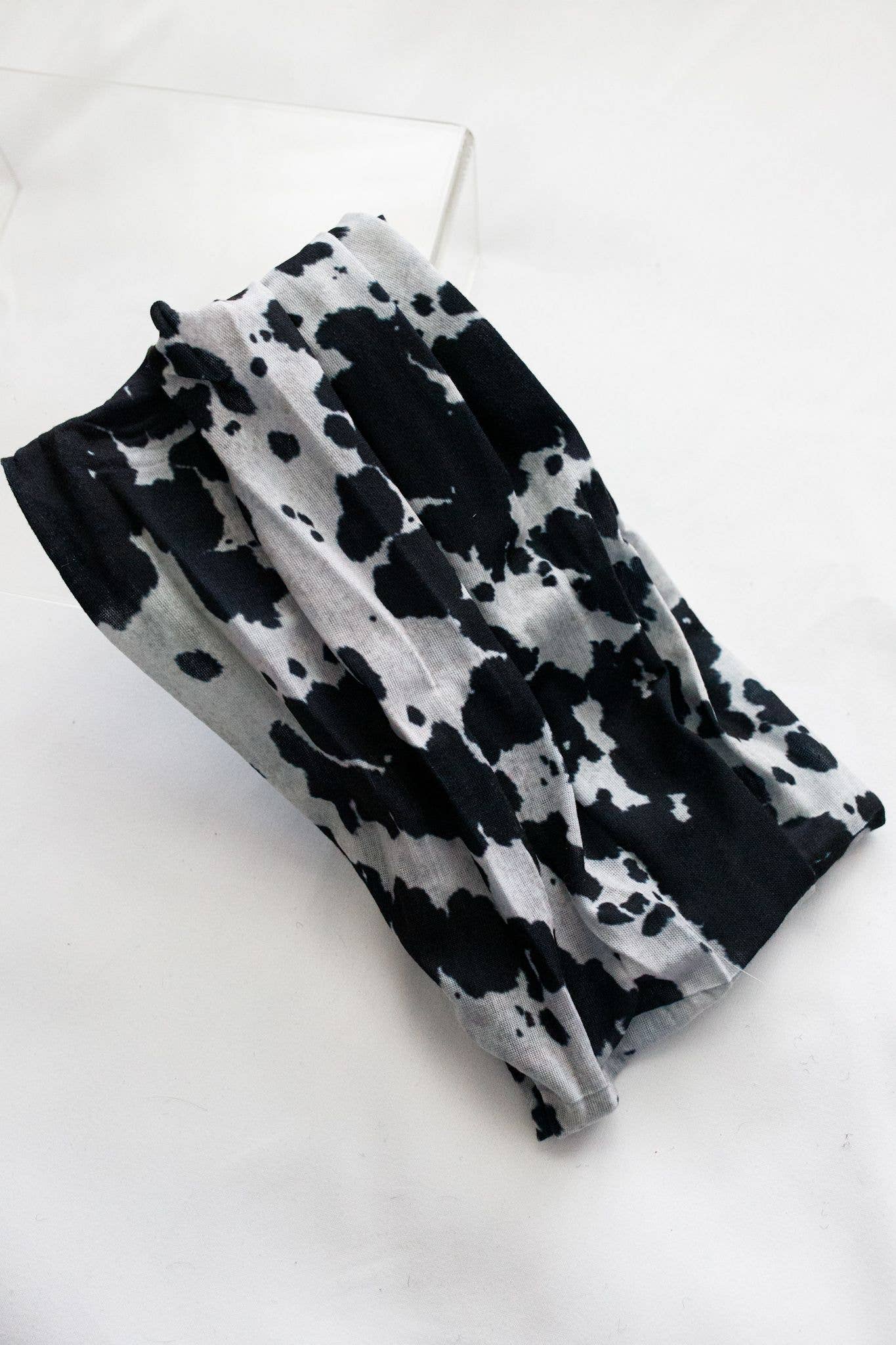 Black Cowprint Stretchy Head Wrap