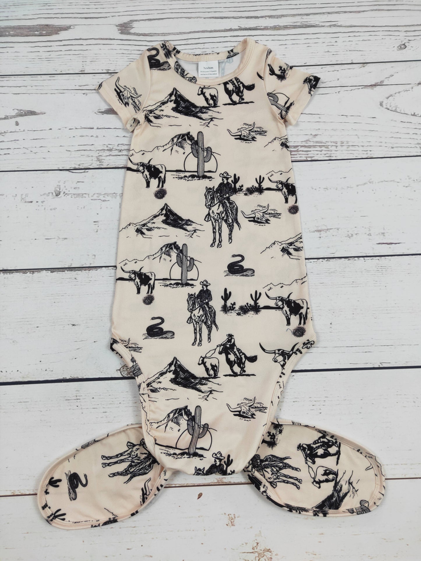 Western Cowboy Knotted Infant Baby Gown
