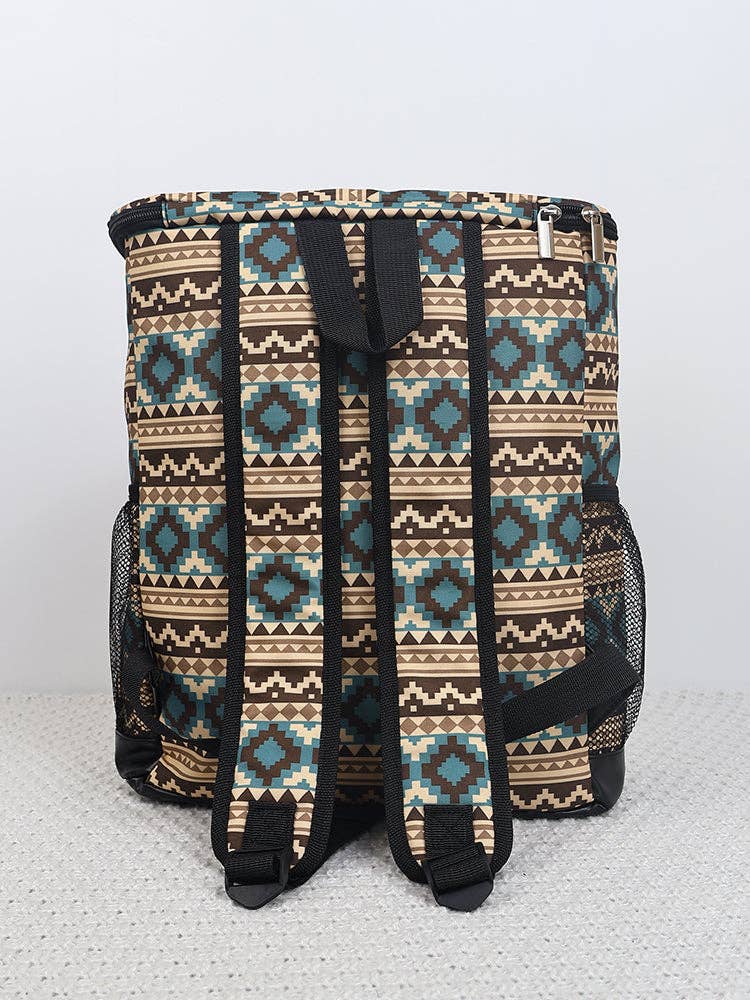 Backpack Travel Cooler Insulated Bag - Aztec and Leopard Print
