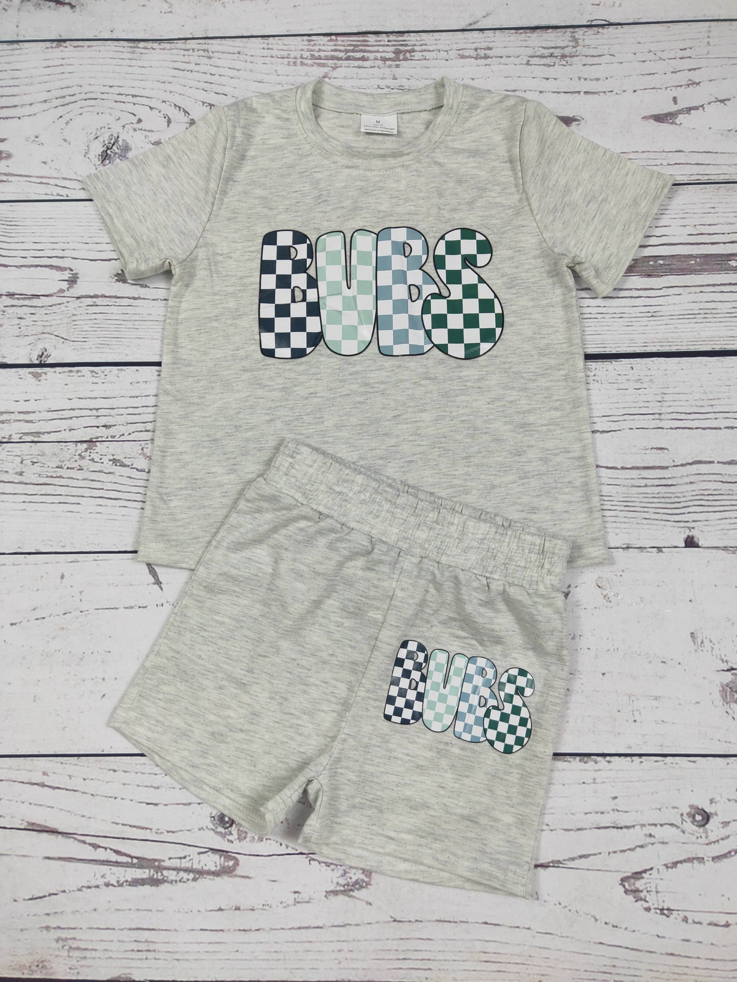 Checkered BUBS Toddler Boys Matching Shorts and Tee Set
