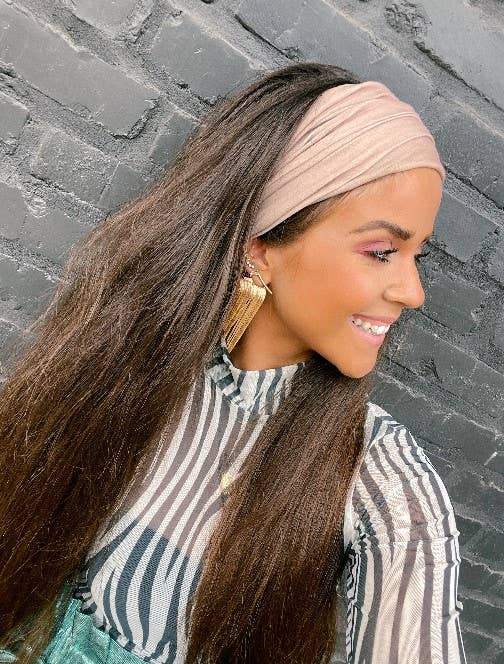 Solid Beige Stretchy Head Wrap