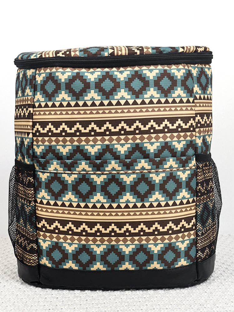 Backpack Travel Cooler Insulated Bag - Aztec and Leopard Print