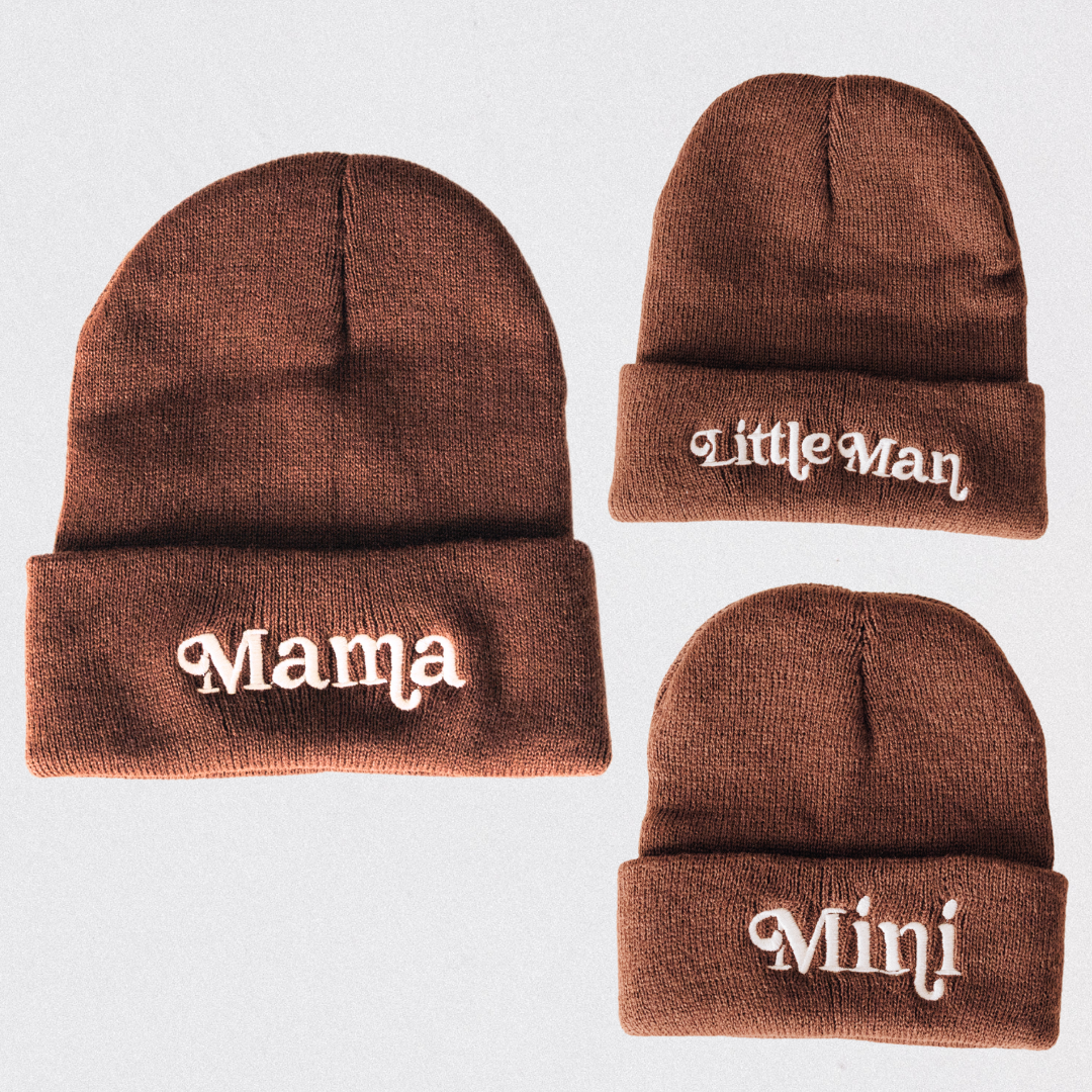 Matching Knit Hats- Mama- Dark Brown