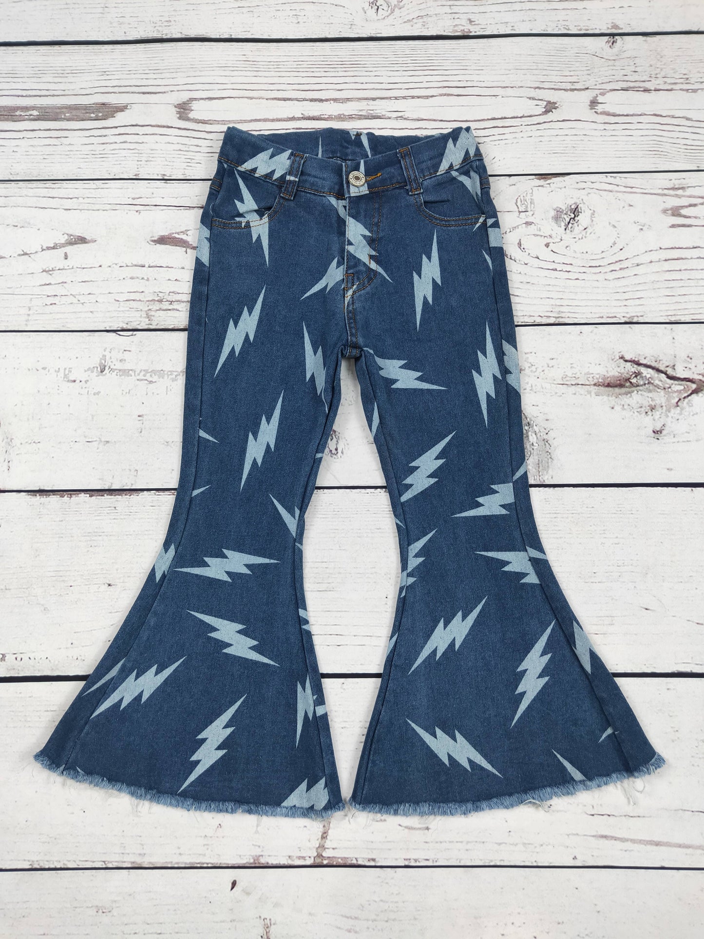 Girls Western Flare Lightning Bolt Jeans