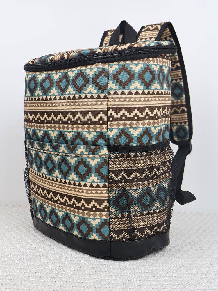 Backpack Travel Cooler Insulated Bag - Aztec and Leopard Print