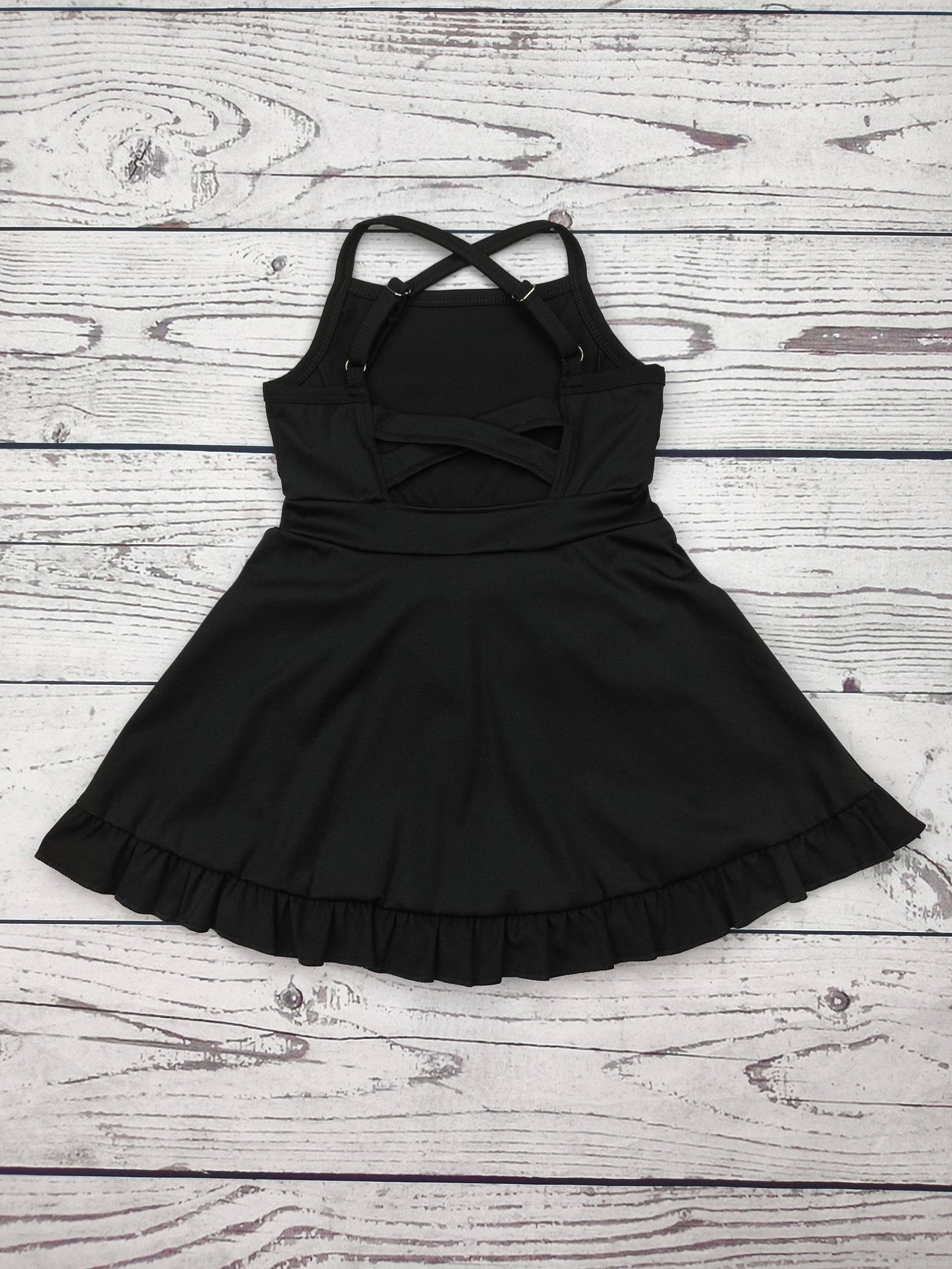 Kids Black Athletic Dress with Ruffle