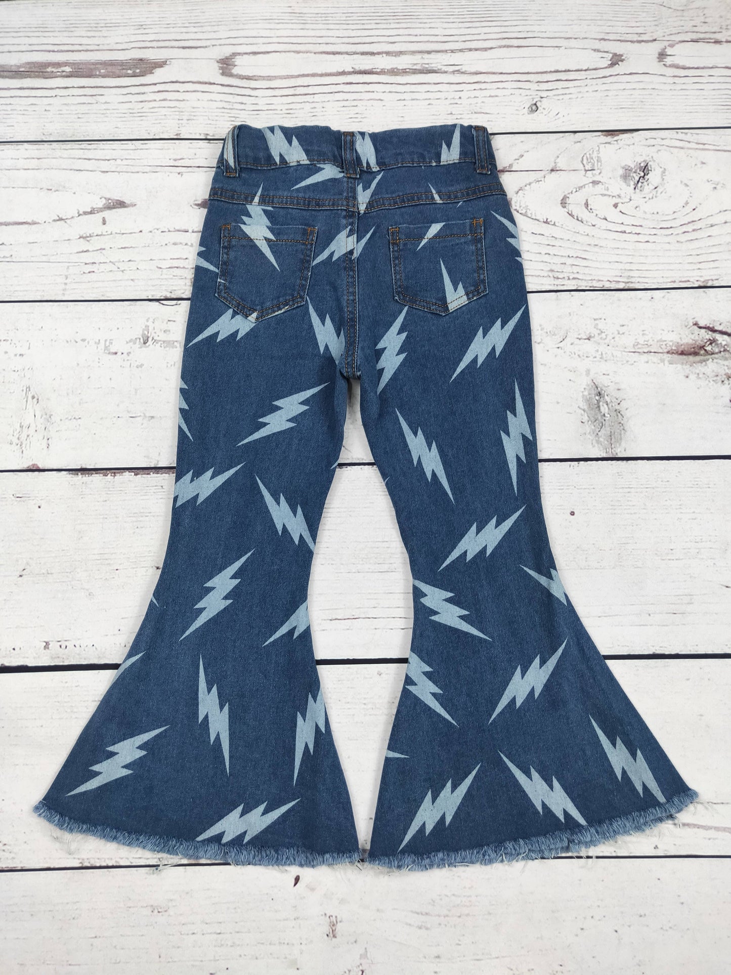 Girls Western Flare Lightning Bolt Jeans