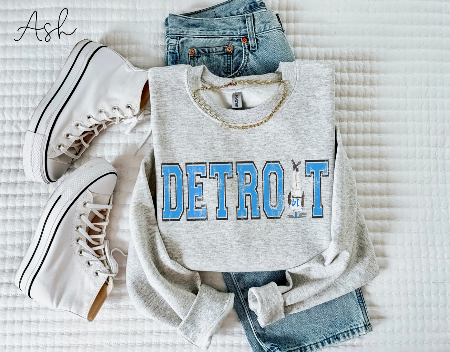 Distressed Detroit - Crewneck, Hoodie, or T-Shirt