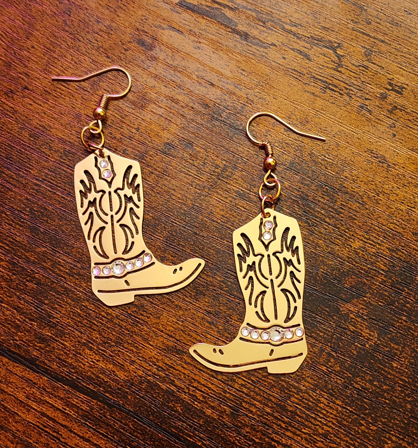 Gold Cowboy Boot Earrings