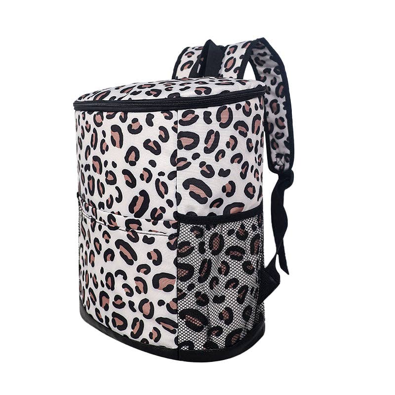 Backpack Travel Cooler Insulated Bag - Aztec and Leopard Print
