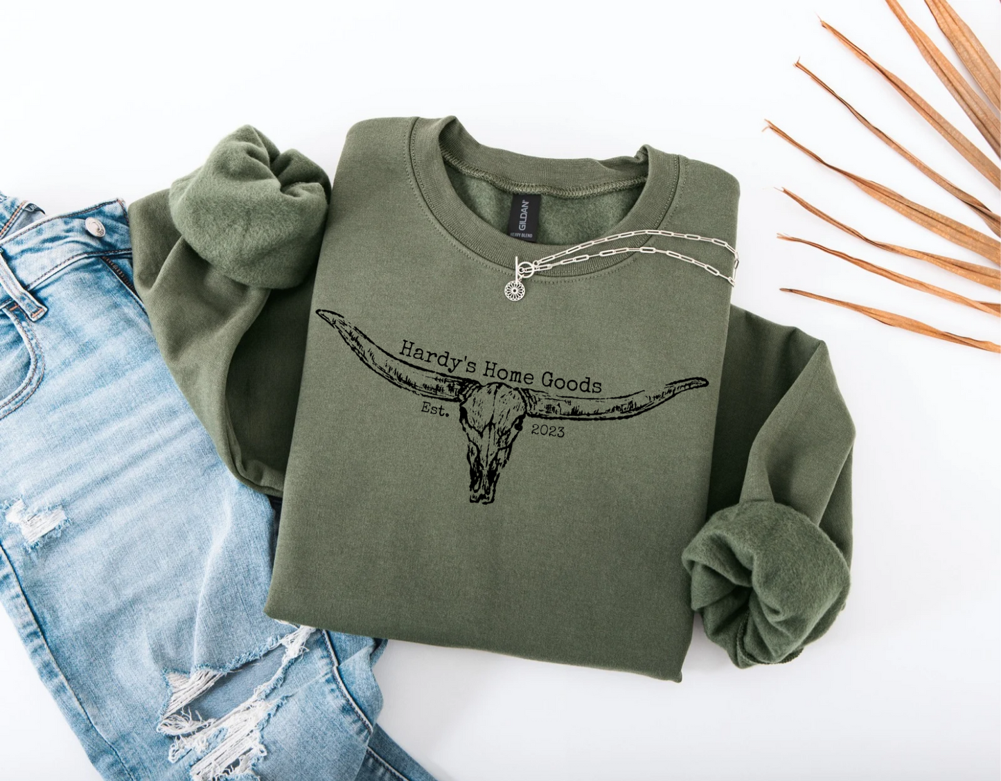 Hardys Home Goods Cow Skull - Crewneck, Hoodie, or T-Shirt