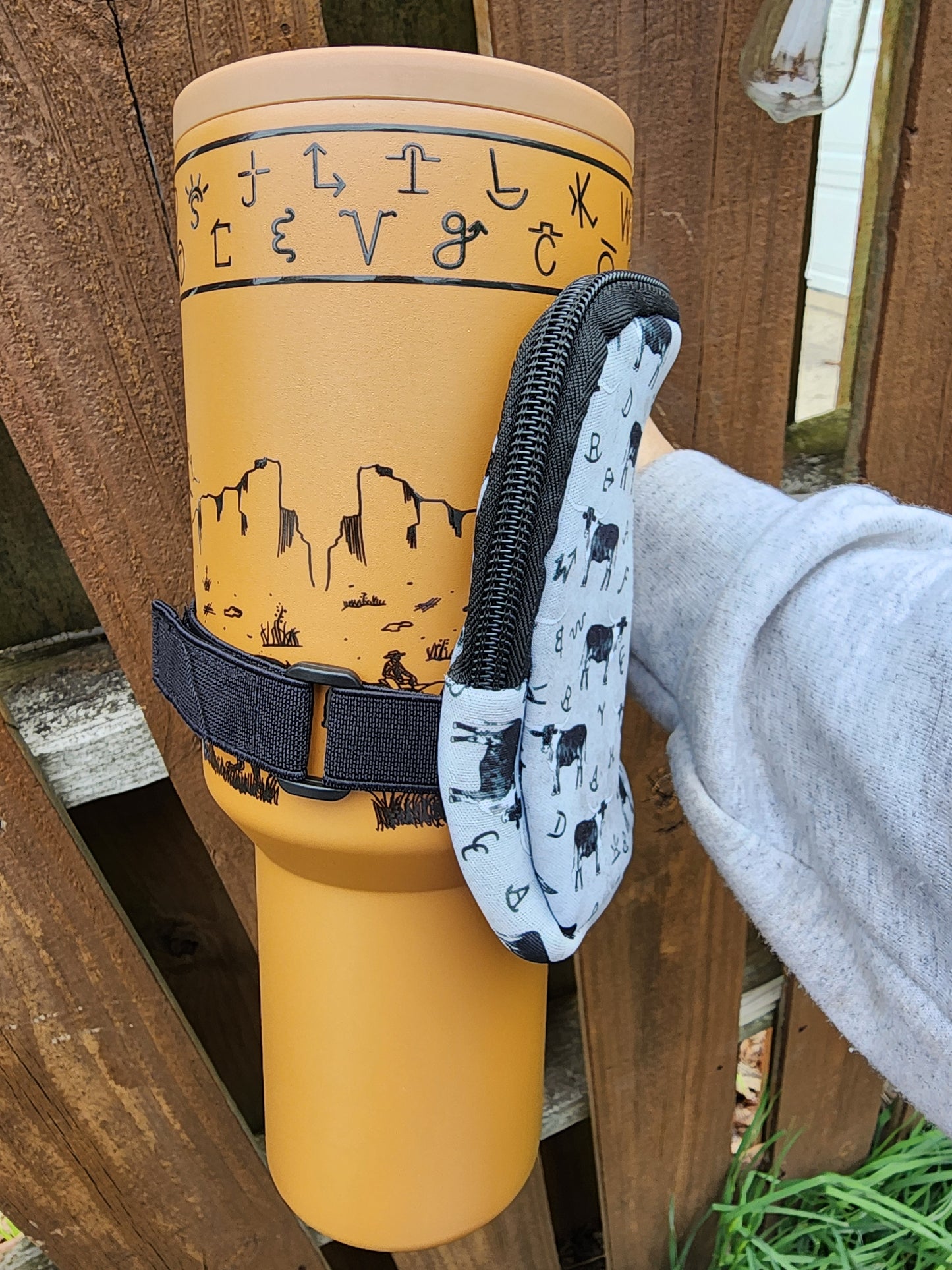 Cattle Brand Tumbler Buddy - Zipper Storage Pouch