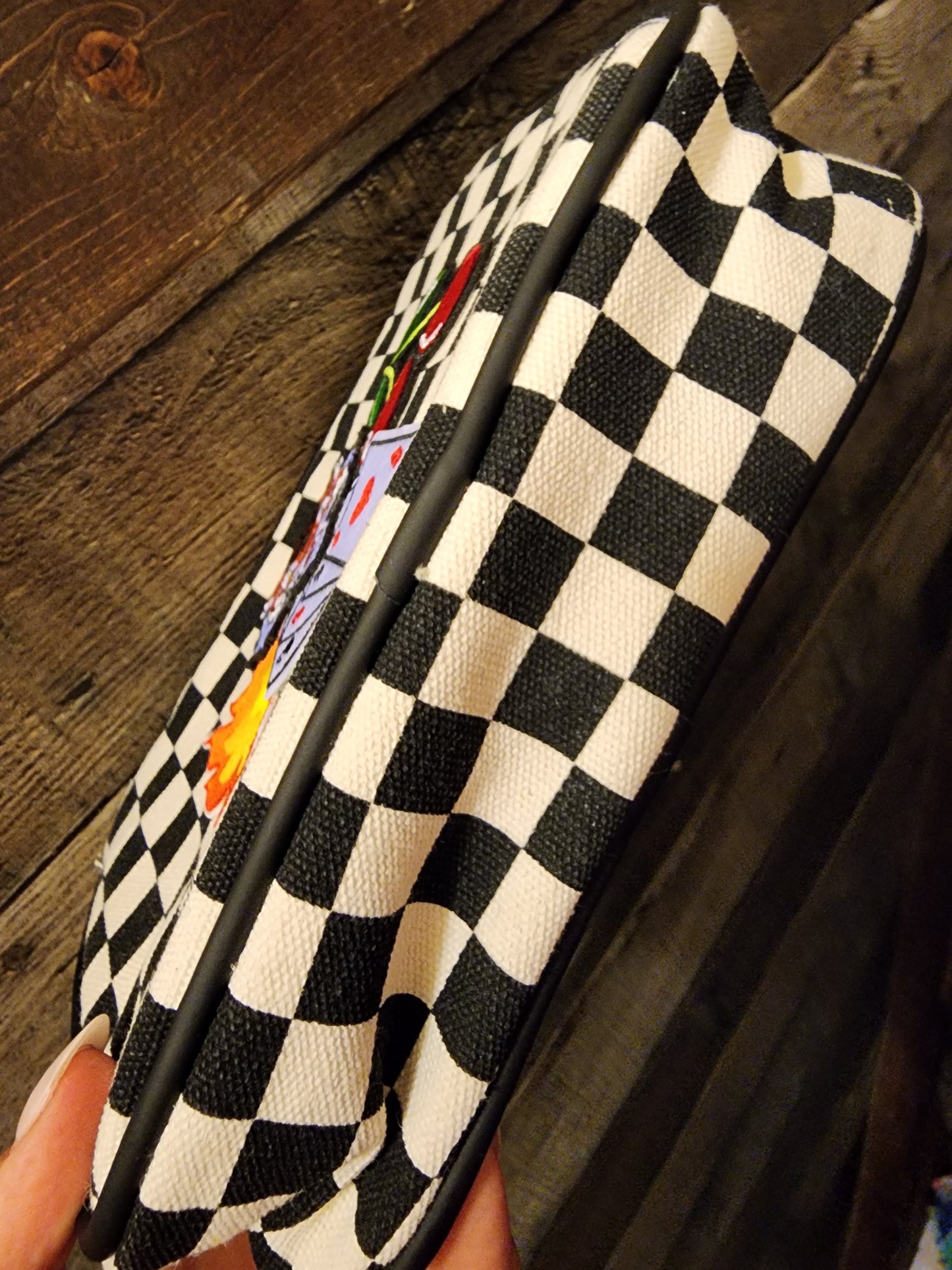 Western Grunge Checkered Make-Up Bag