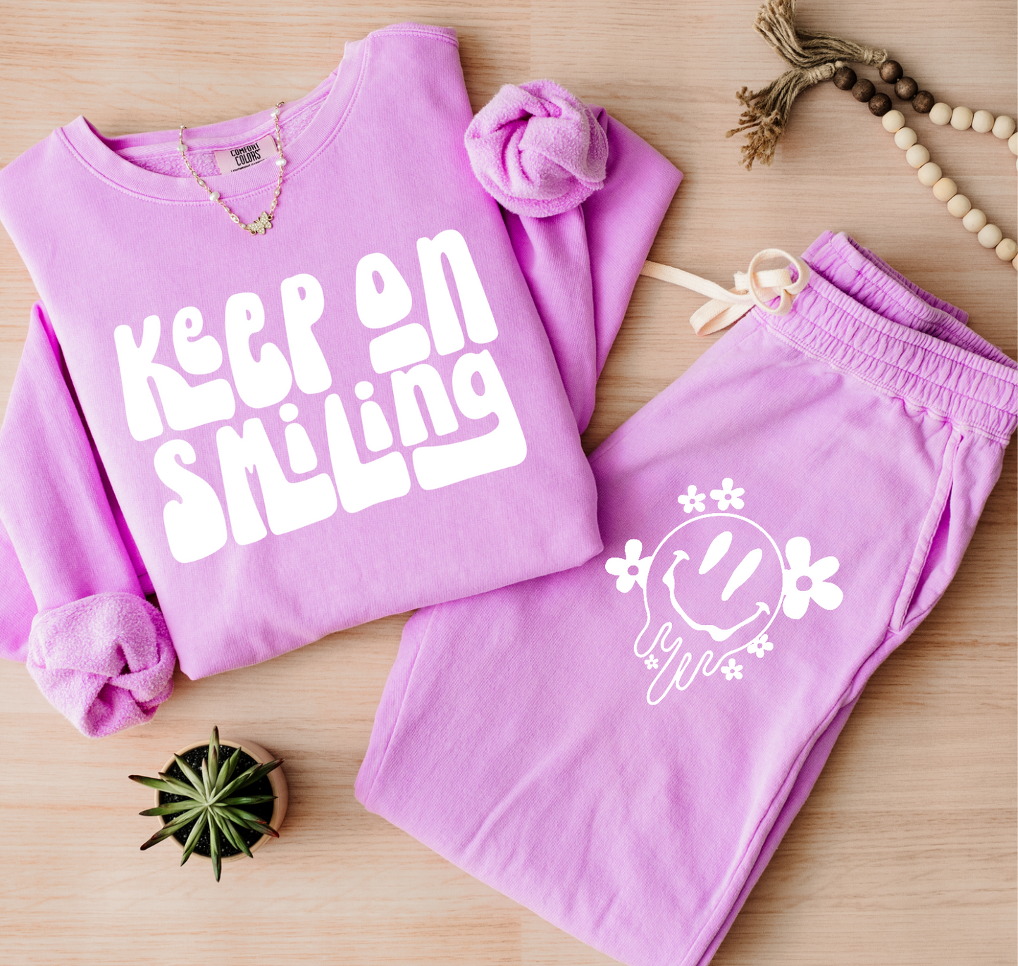 Keep on Smiling, Comfort Colors Matching Set - Multiple Colors