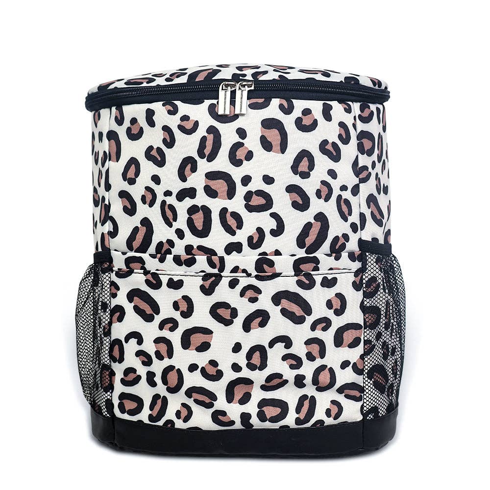 Backpack Travel Cooler Insulated Bag - Aztec and Leopard Print
