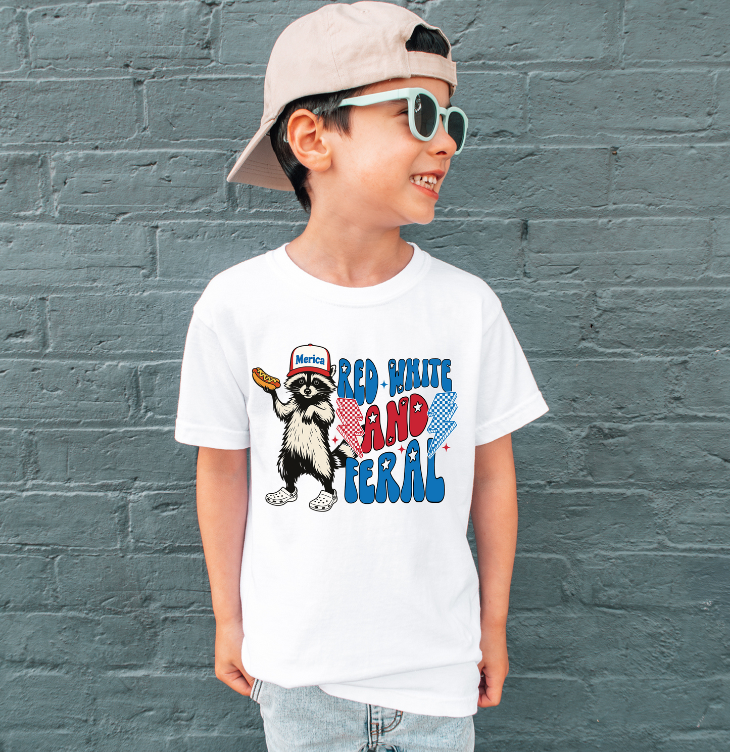 Red, White & Feral - Youth/Infant Tee and Crewneck
