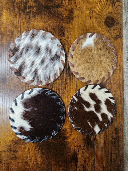 Genuine Cowhide Coasters - Set of 4