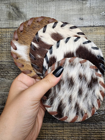 Genuine Cowhide Coasters - Set of 4