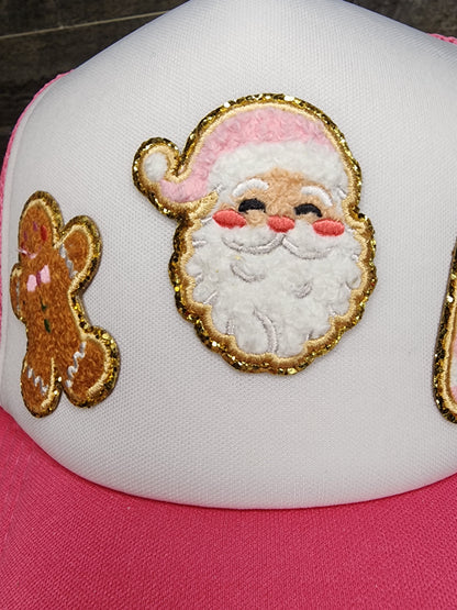 Pink Chenille Patch Christmas Trucker Hat