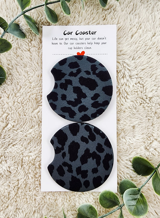 Black Leopard Print - Neoprene Car Coasters