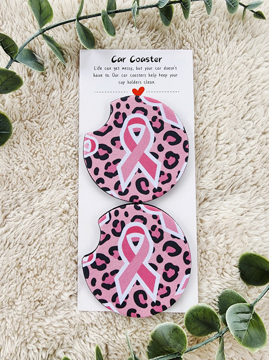 Breast Cancer Ribbon - Neoprene Car Coasters