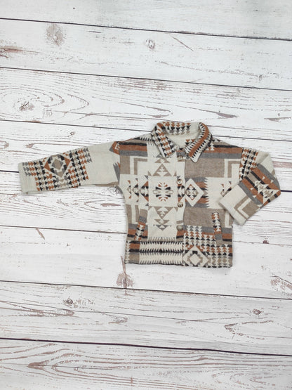 Kids Khaki Aztec Shacket