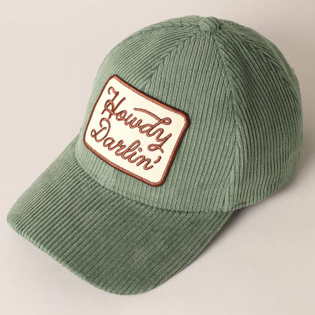 Howdy Darlin' Embroidery Patch Corduroy Hat