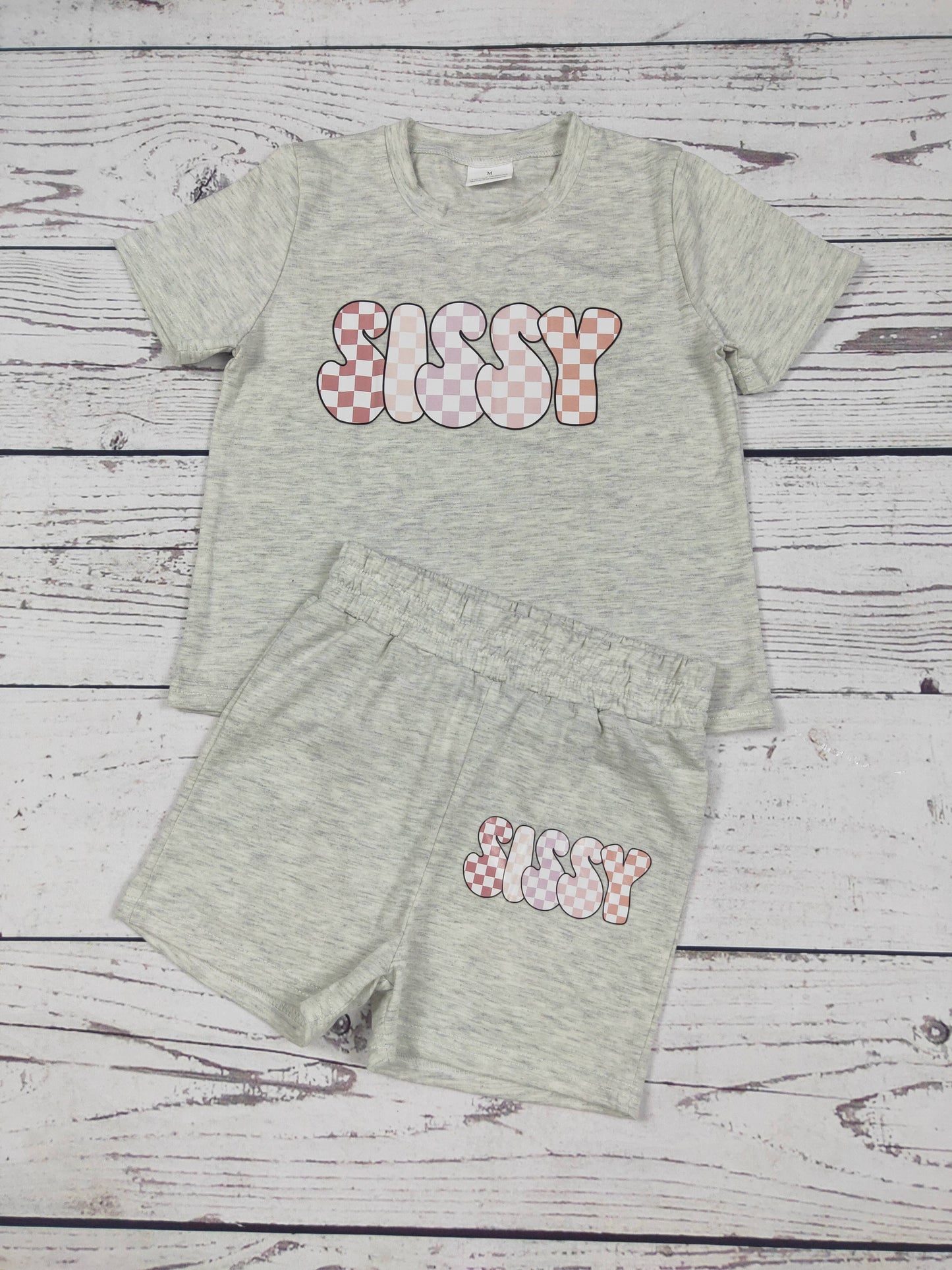 Checkered SISSY Kids Matching Shorts and Tee Set