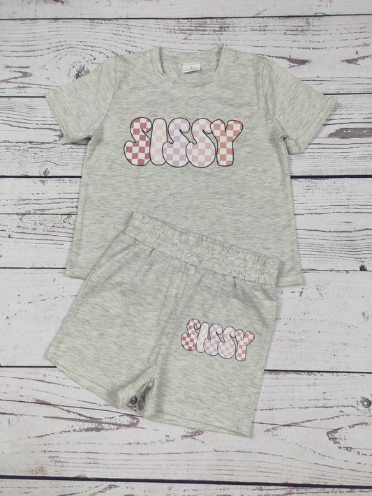 Checkered SISSY Kids Matching Shorts and Tee Set