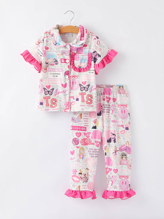 TS Character Print - Girls Pink Pajamas