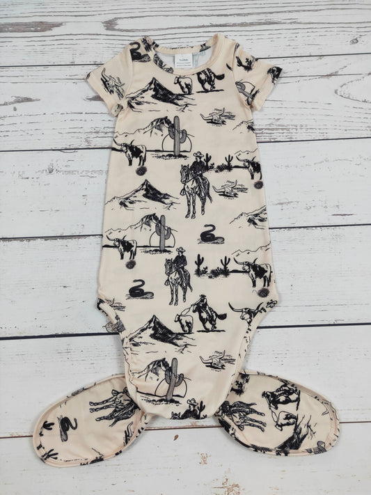 Western Cowboy Knotted Infant Baby Gown