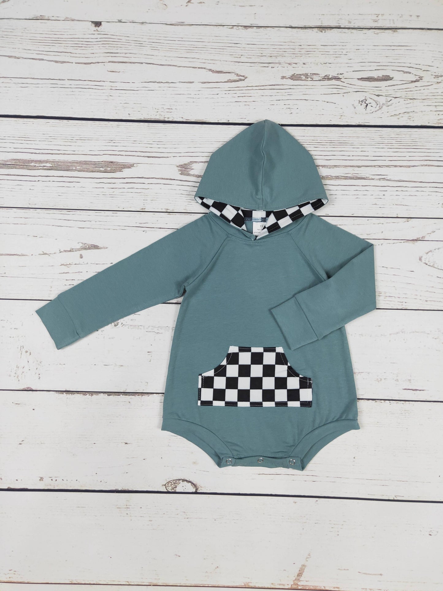 Checkered Baby Romper With Pocket