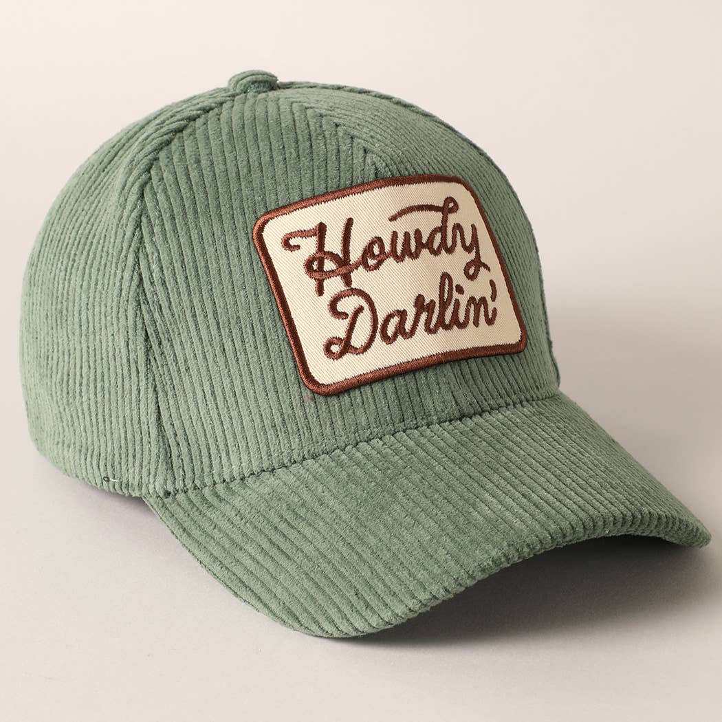 Howdy Darlin' Embroidery Patch Corduroy Hat