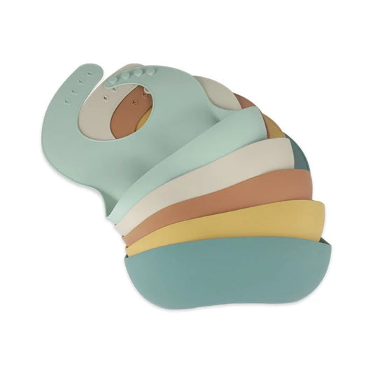 Silicone Food Bib With Pouch - Multiple Colors!