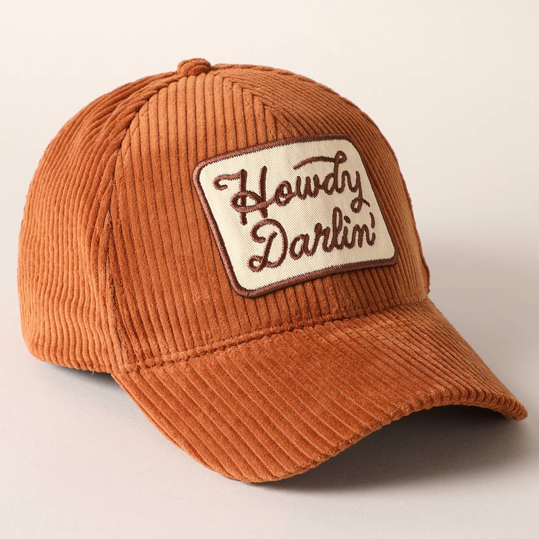 Howdy Darlin' Embroidery Patch Corduroy Hat