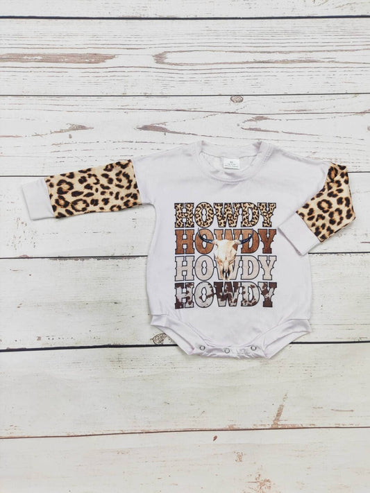 Baby Howdy Cheetah Western Bubble Romper