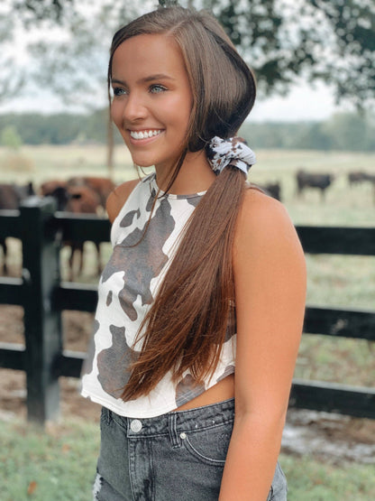 Brown Cowhide Stretchy Head Wrap