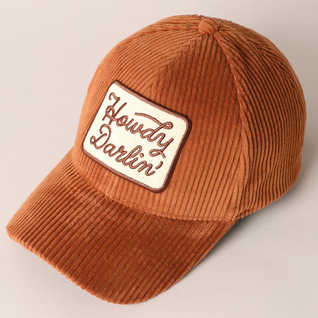 Howdy Darlin' Embroidery Patch Corduroy Hat