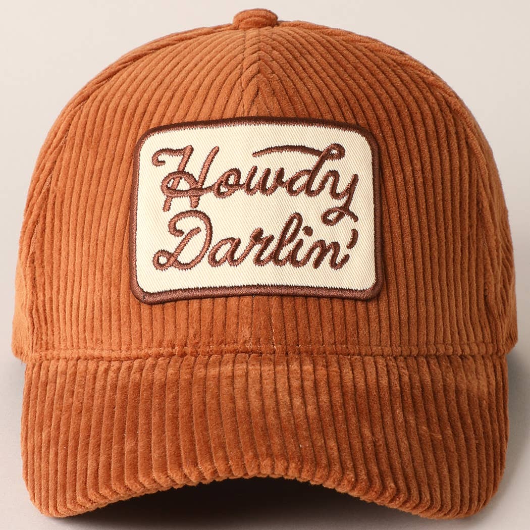 Howdy Darlin' Embroidery Patch Corduroy Hat