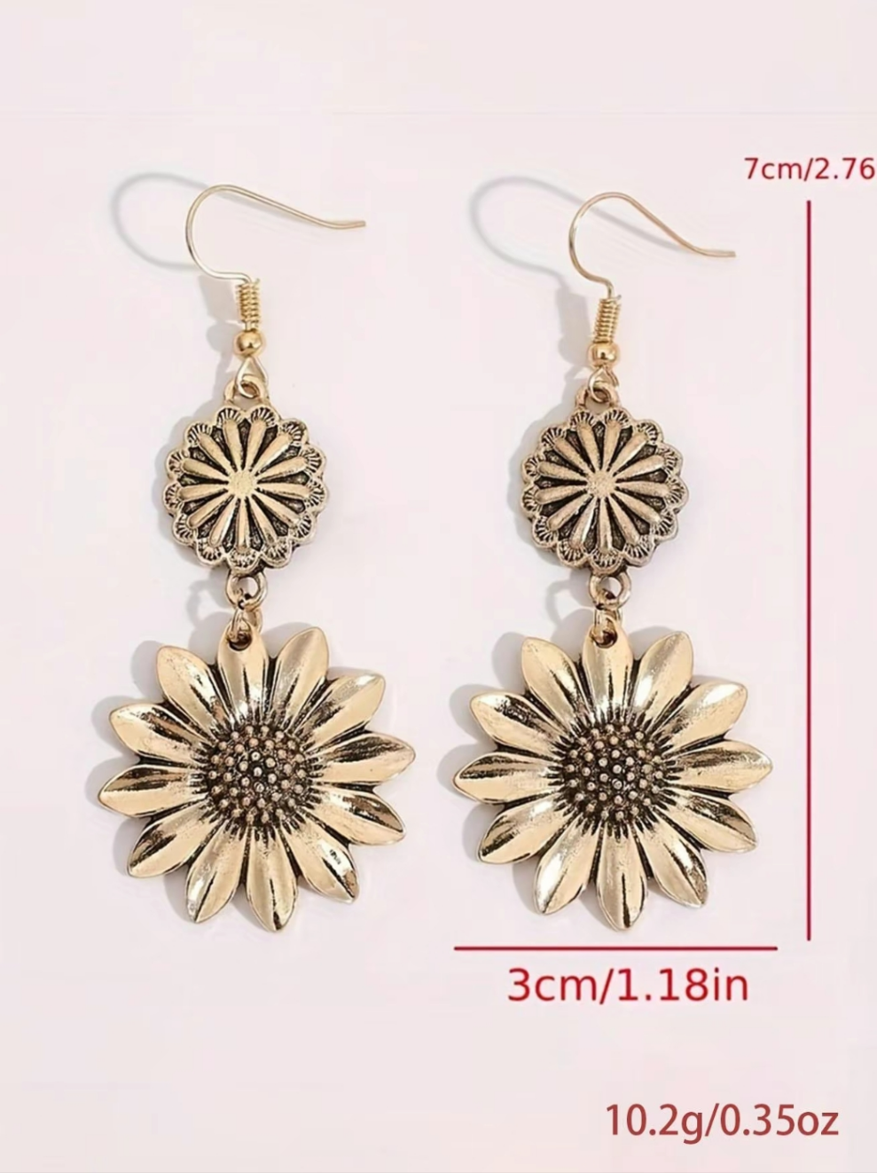 Gold Western Sunflower Earrings