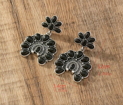 Black Western Horseshoe  Earrings