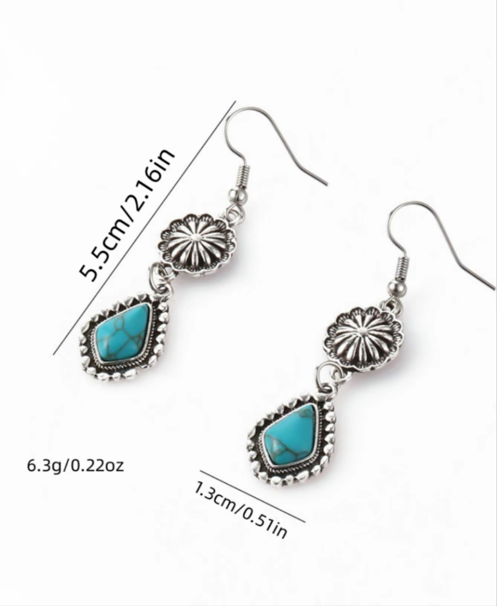 Western Turquoise Drop Earrings