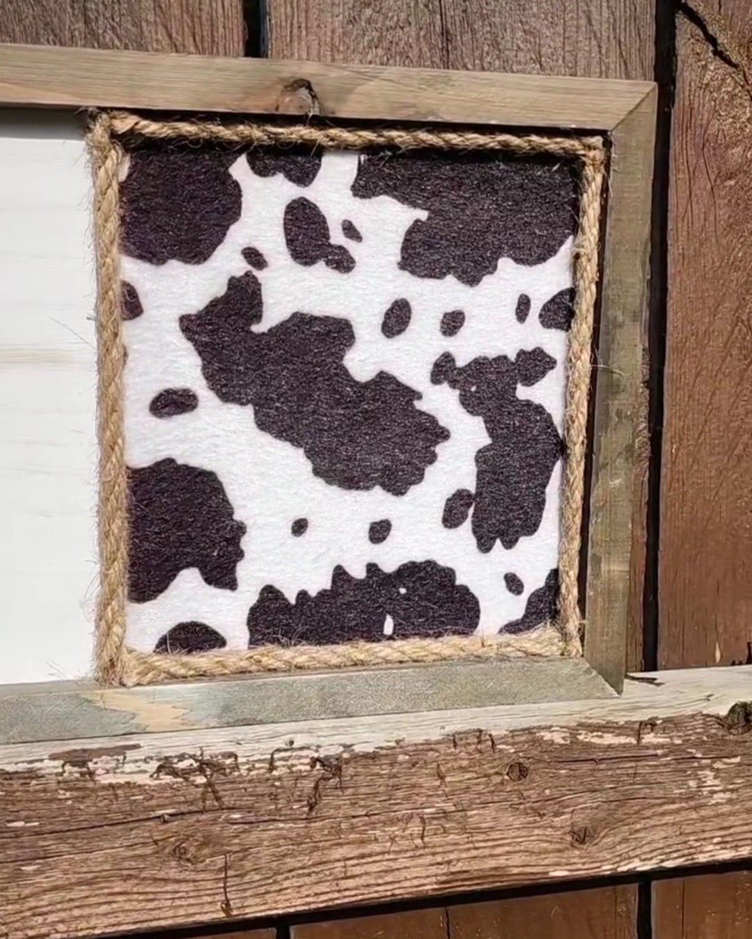 Custom Cowhide and Turquoise Wood Sign Decor