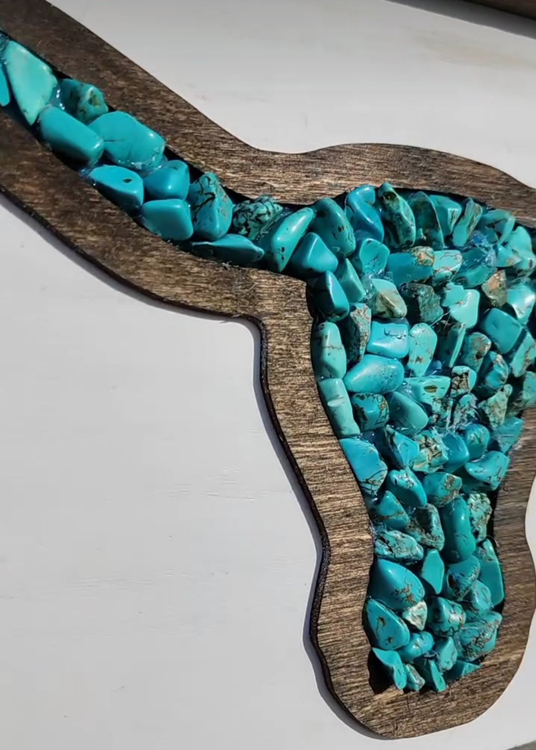 Custom Cowhide and Turquoise Wood Sign Decor