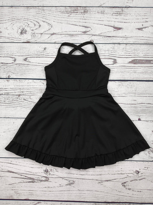 Kids Black Athletic Dress with Ruffle